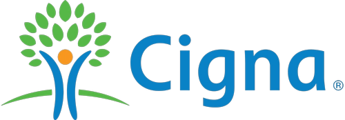 A blue and green Cigna logo.