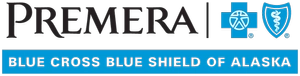 A blue and black Blue Premera Blue Cross Blue Shield logo.