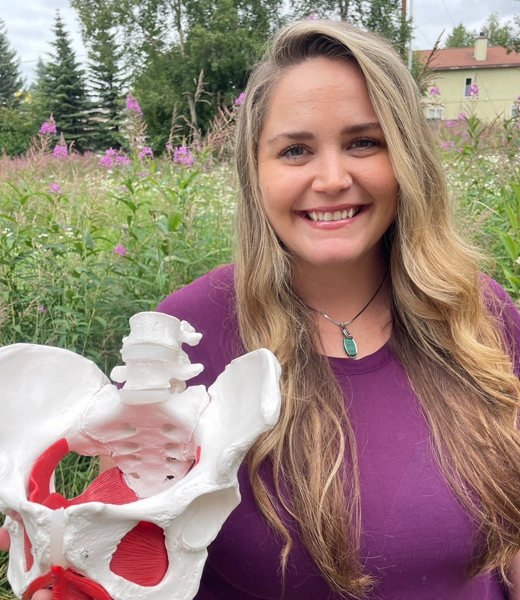 Jessica smiling with a pelvis.